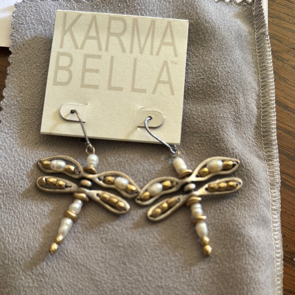 Gold and Silver Dragonfly Earrings